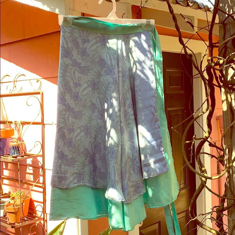Double Layered Silky Wrap Skirt